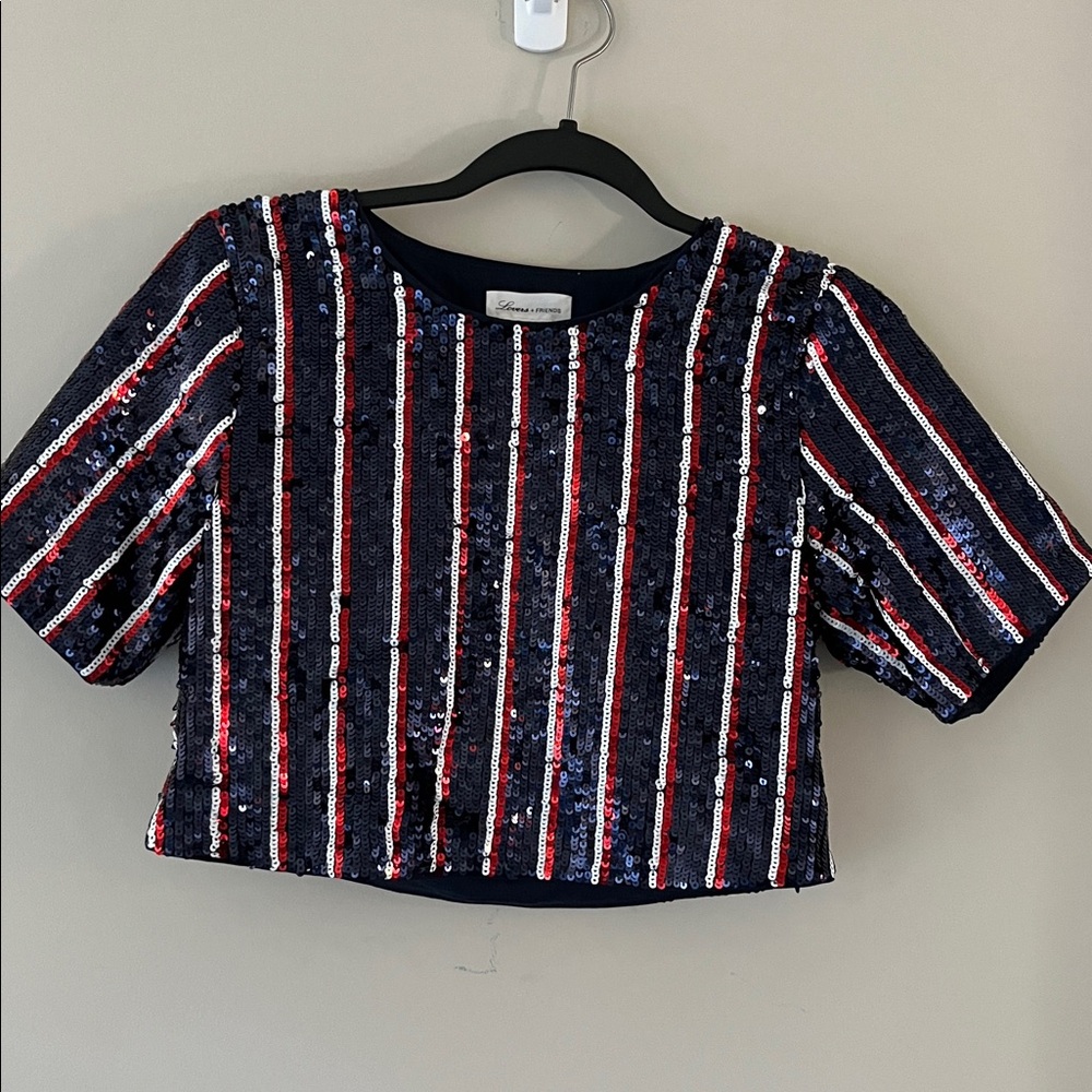 Striped Sequin Crop Top